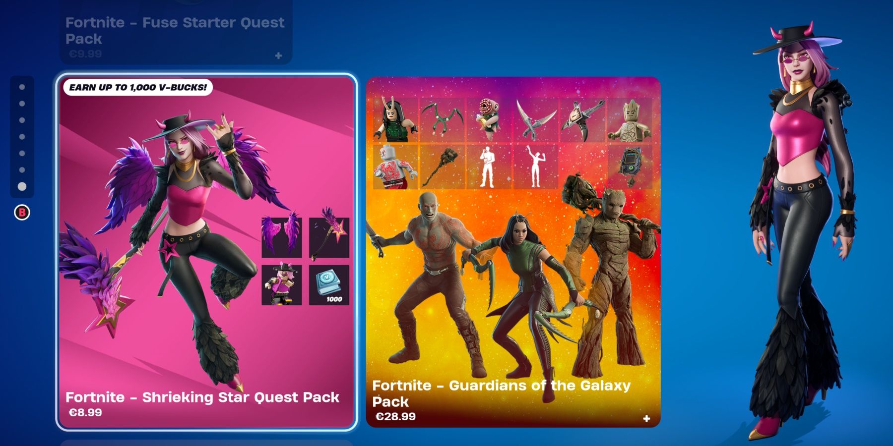 shrieking star quest pack in the item shop special offers and bundles section