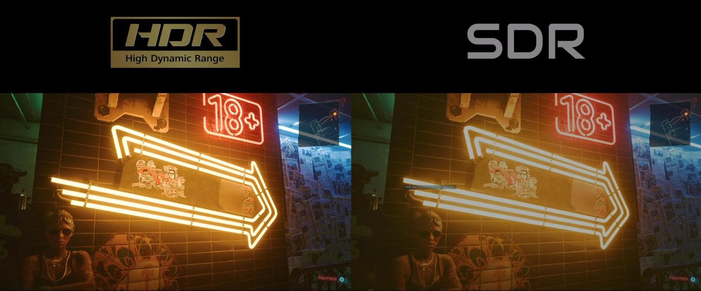 HDR vs SDR comparison of Cyberpunk 2077