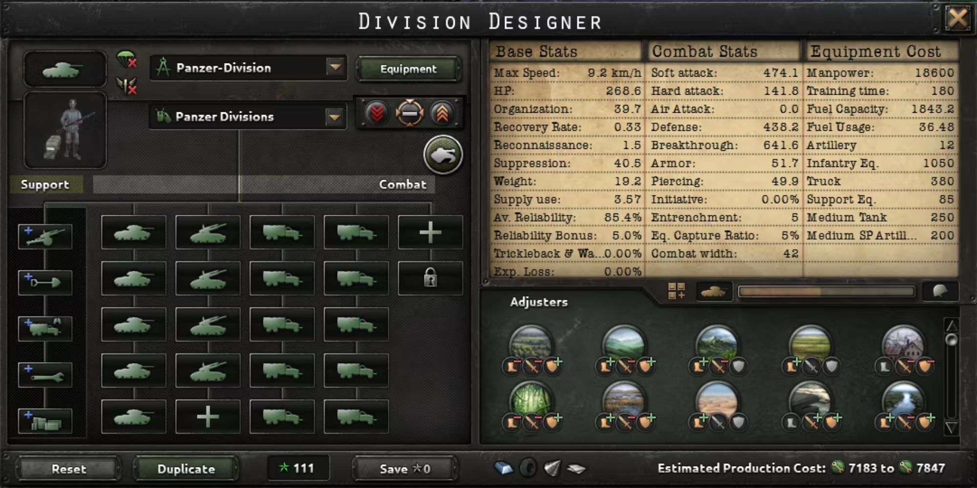 Hearts of Iron 4 42-Width Medium Tank Division Template