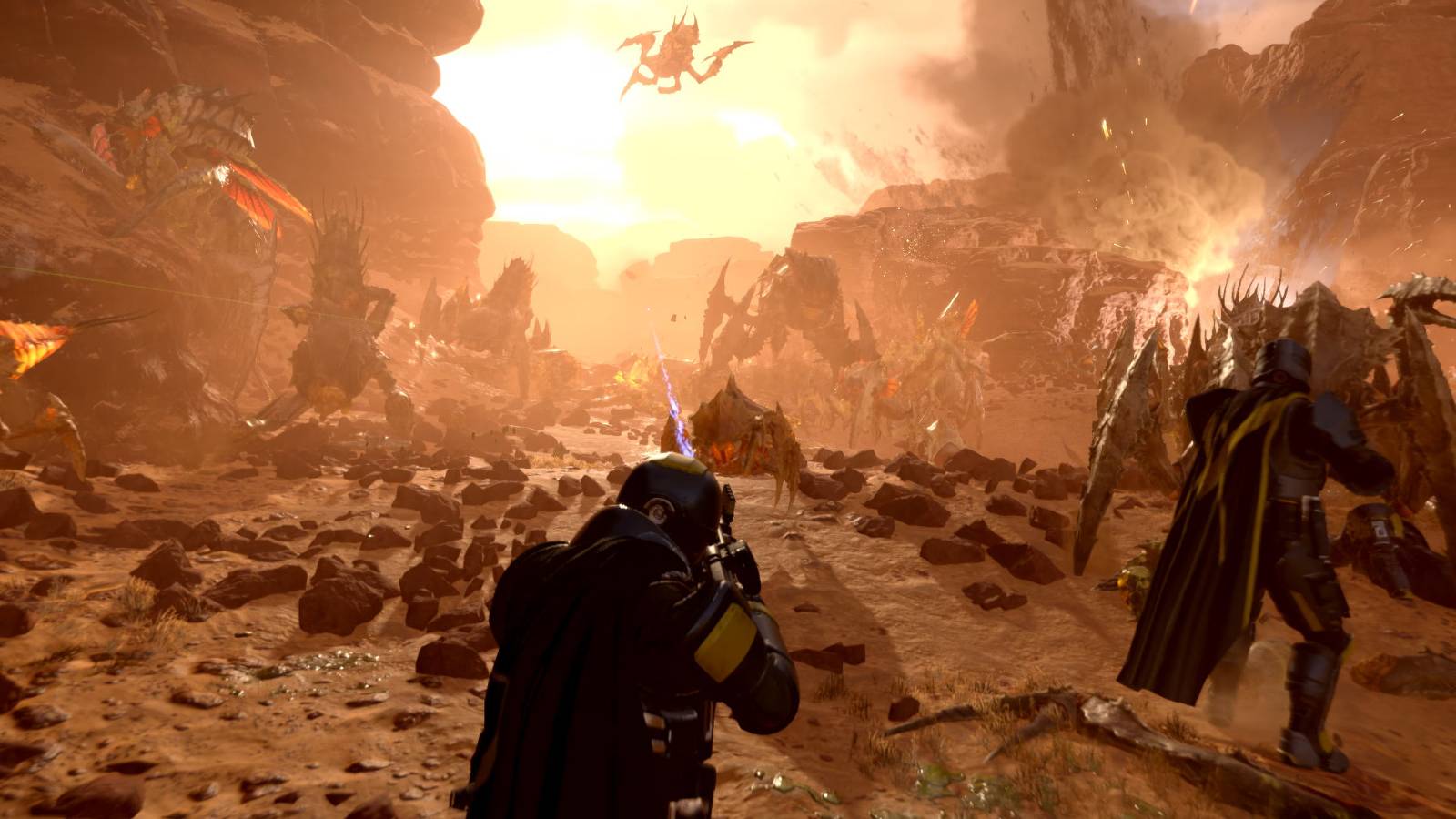 Helldivers 2 squad fighting