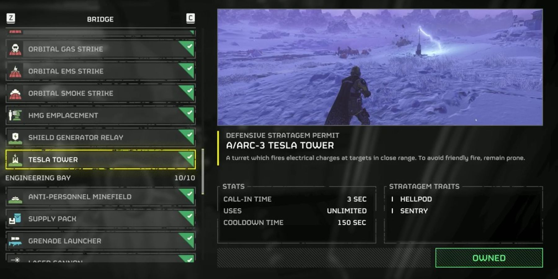 Helldivers 2 Ship Management Stratagem Tesla Tower Sentry