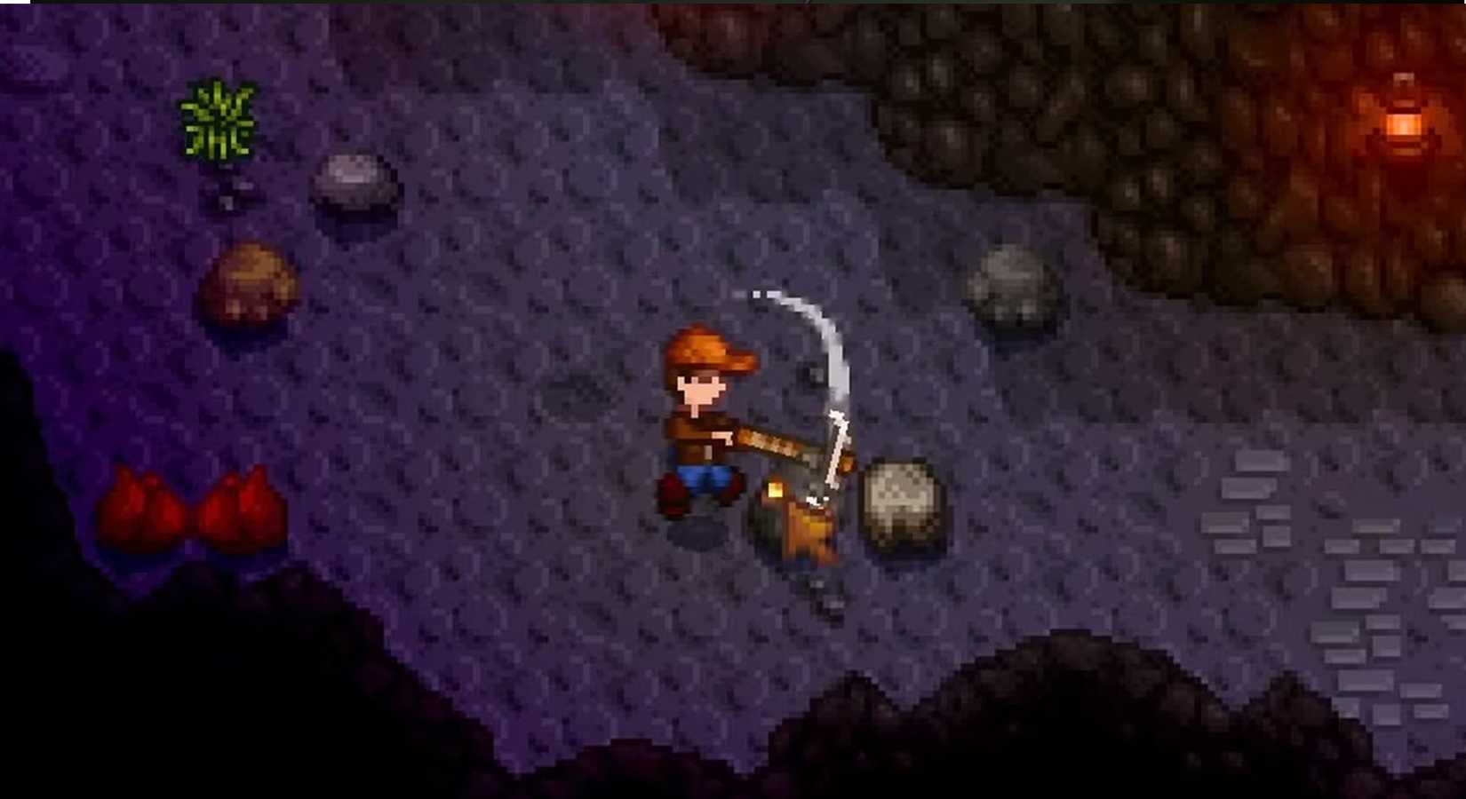 Hitting a creature with a pickaxe in Stardew Valley