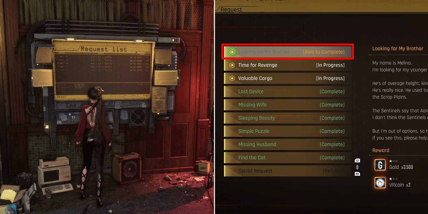 how to intiate looking for my brother quest in stellar blade