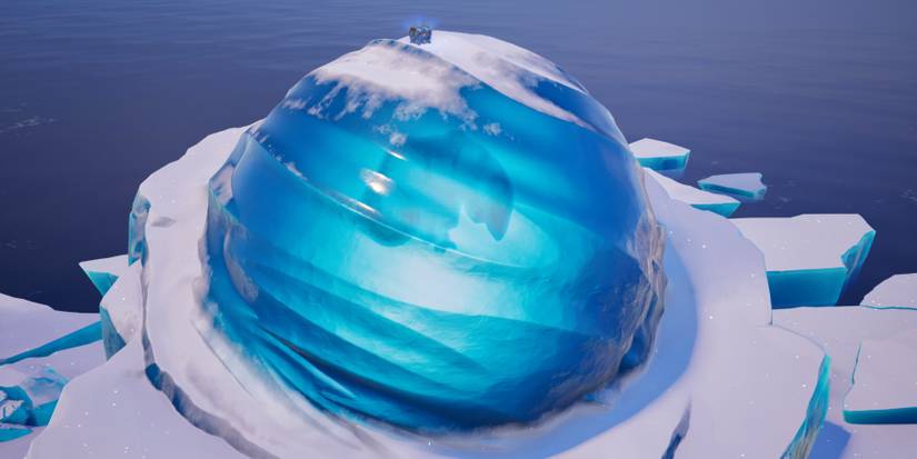 interior of the iceberg with visible sillhoutes