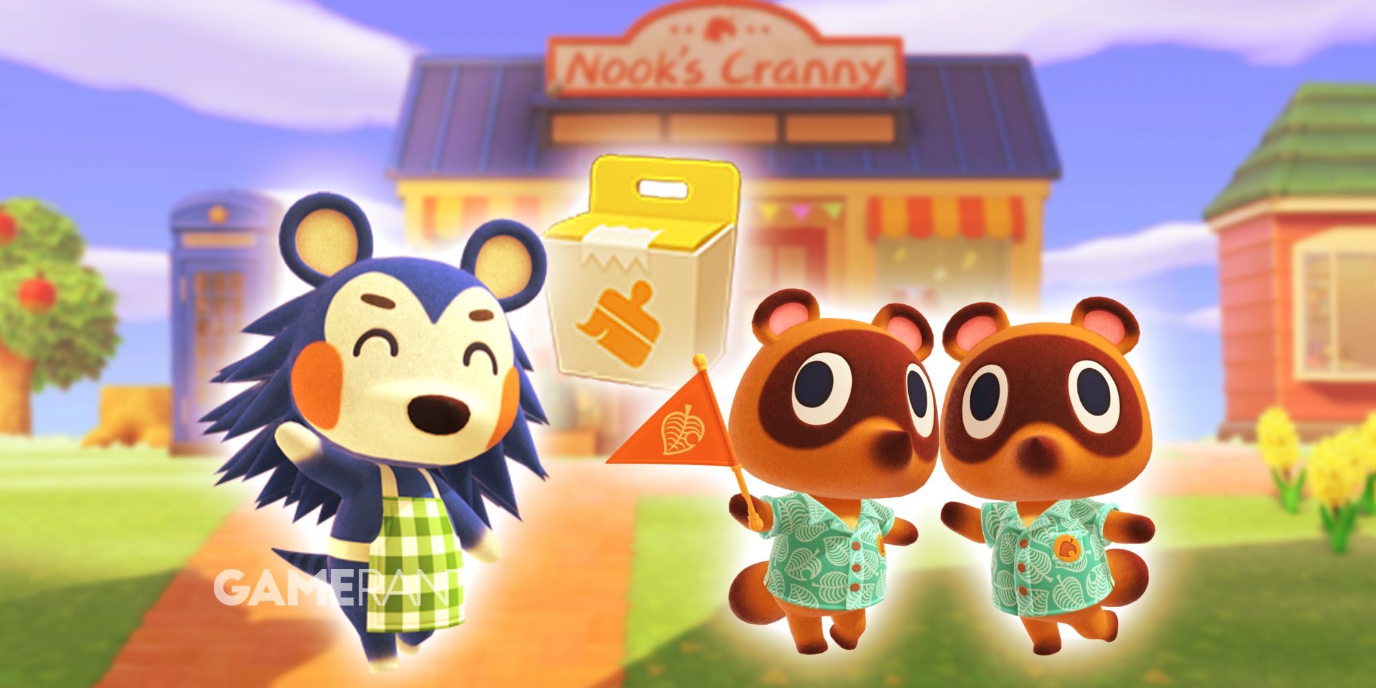 Animal Crossing New Horizons Mabel, Timmy and Tommy, and a customization kit