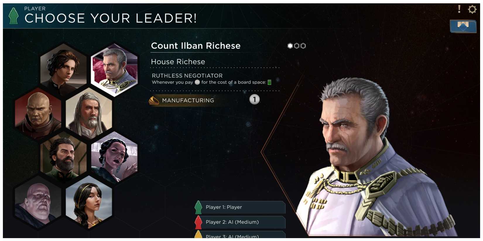 Dune: Imperium - Leader Select Screen, Selecting Ilban