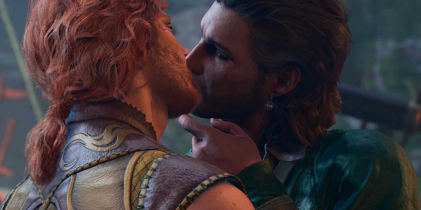 Gale and a player kissing in Baldur’s Gate 3
