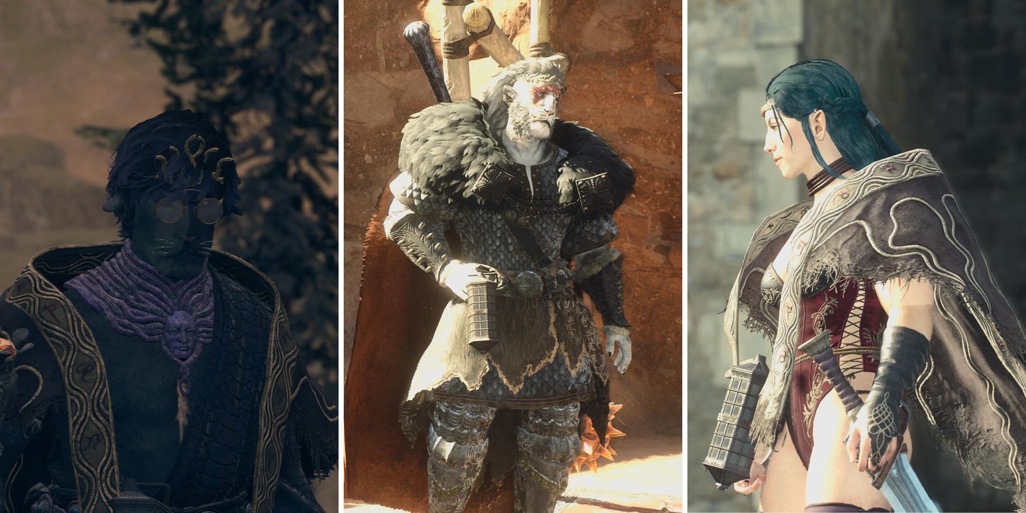 A grid showing three different characters with different armor in Dragon’s Dogma 2