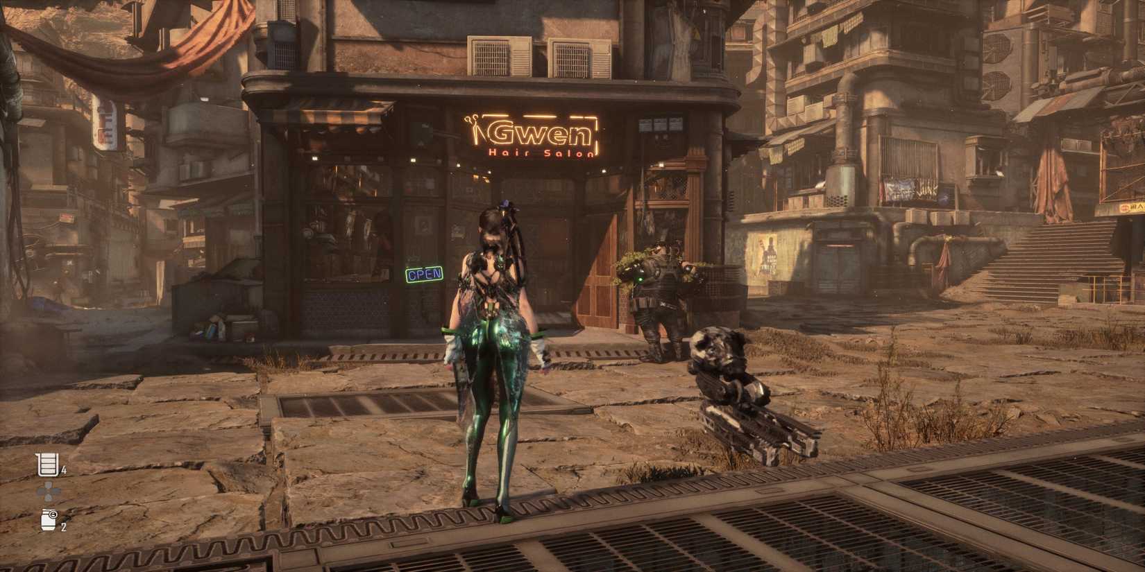 Eve faces the Hair Salon in Stellar Blade