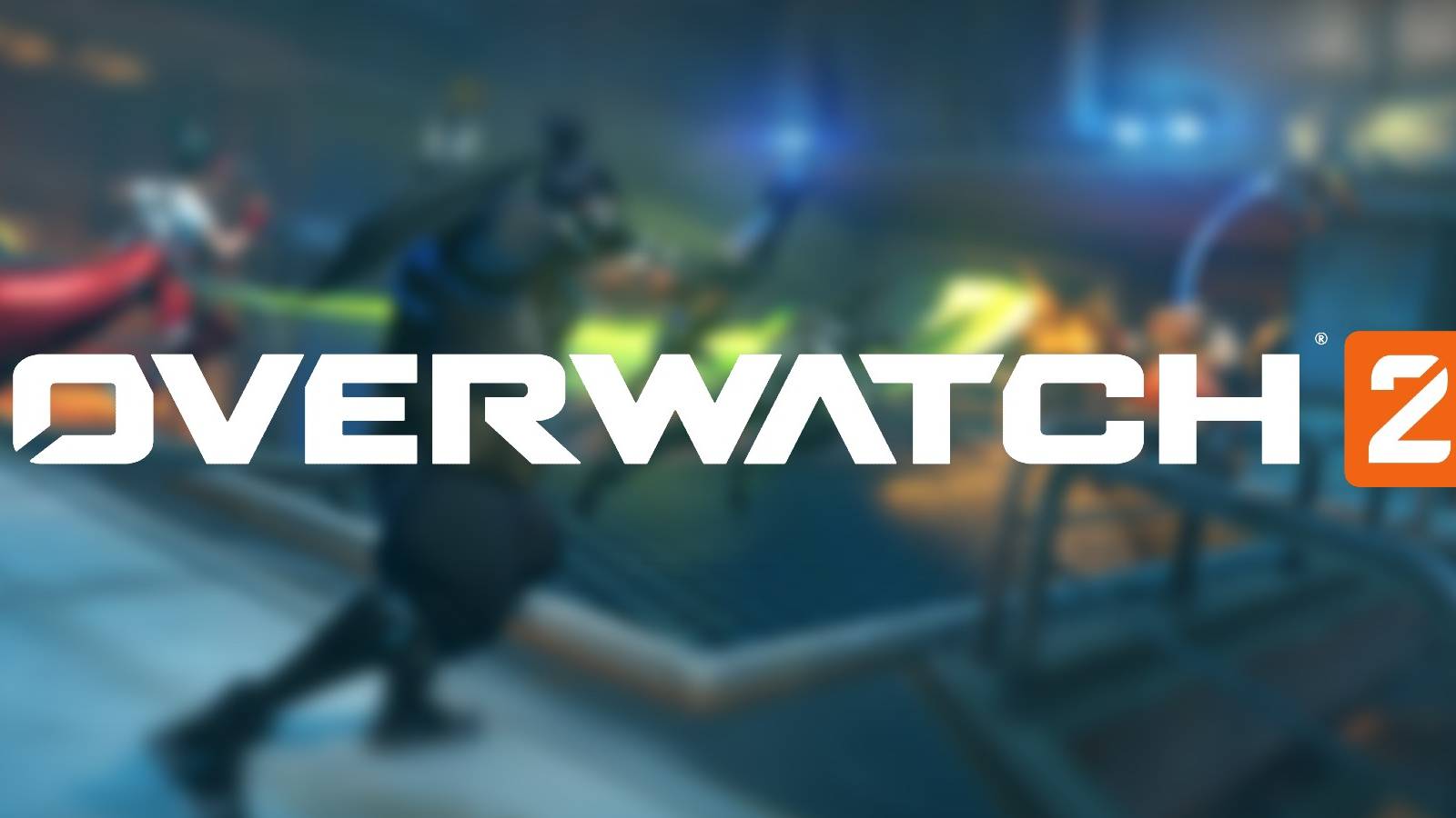 Overwatch 2 logo with team fight in background