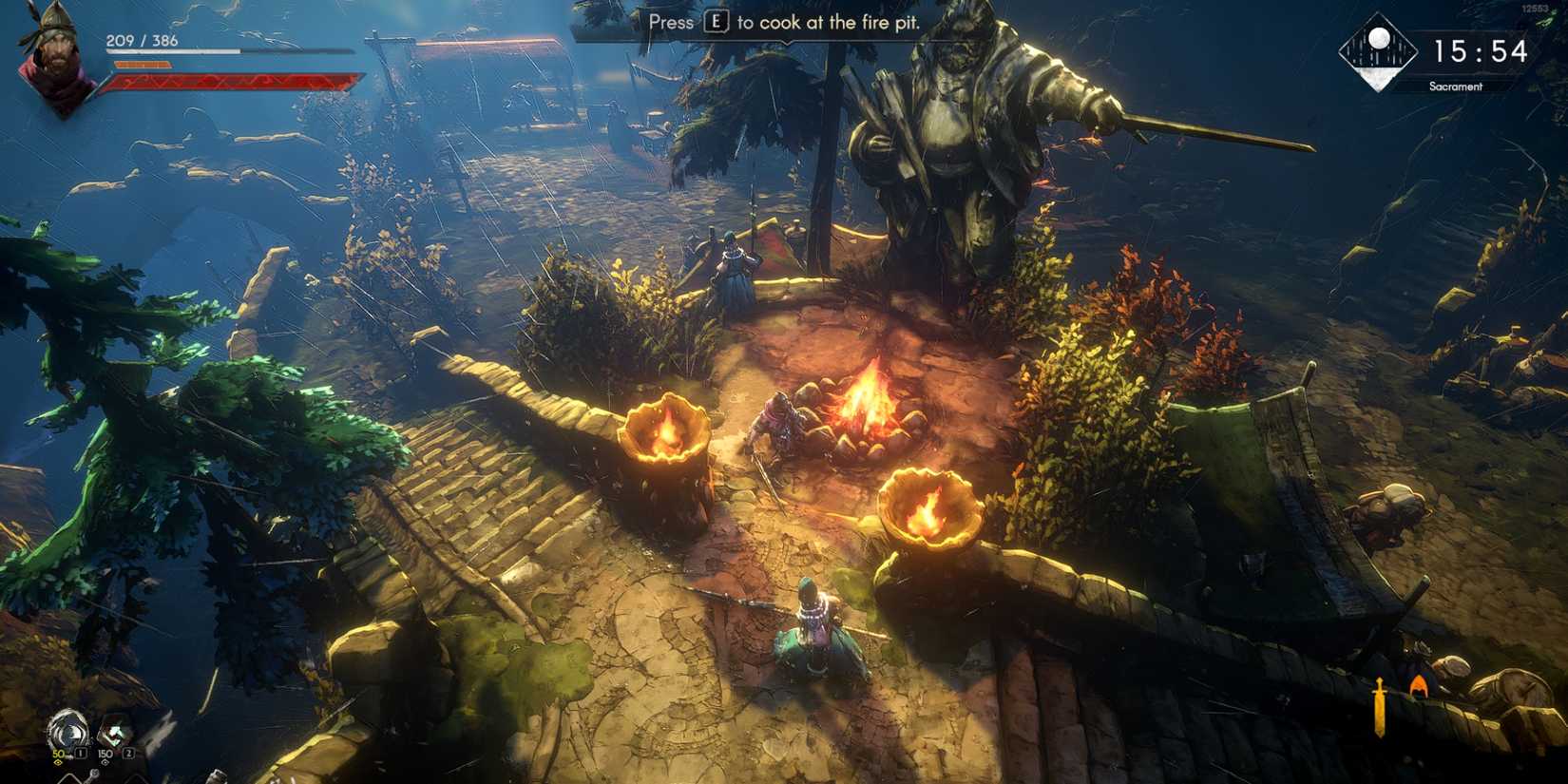 interacting with a fire pit in no rest for the wicked