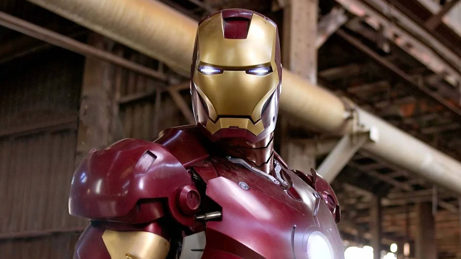 An image of Iron Man in his Mark 3 armor in the first Iron Man movie.
