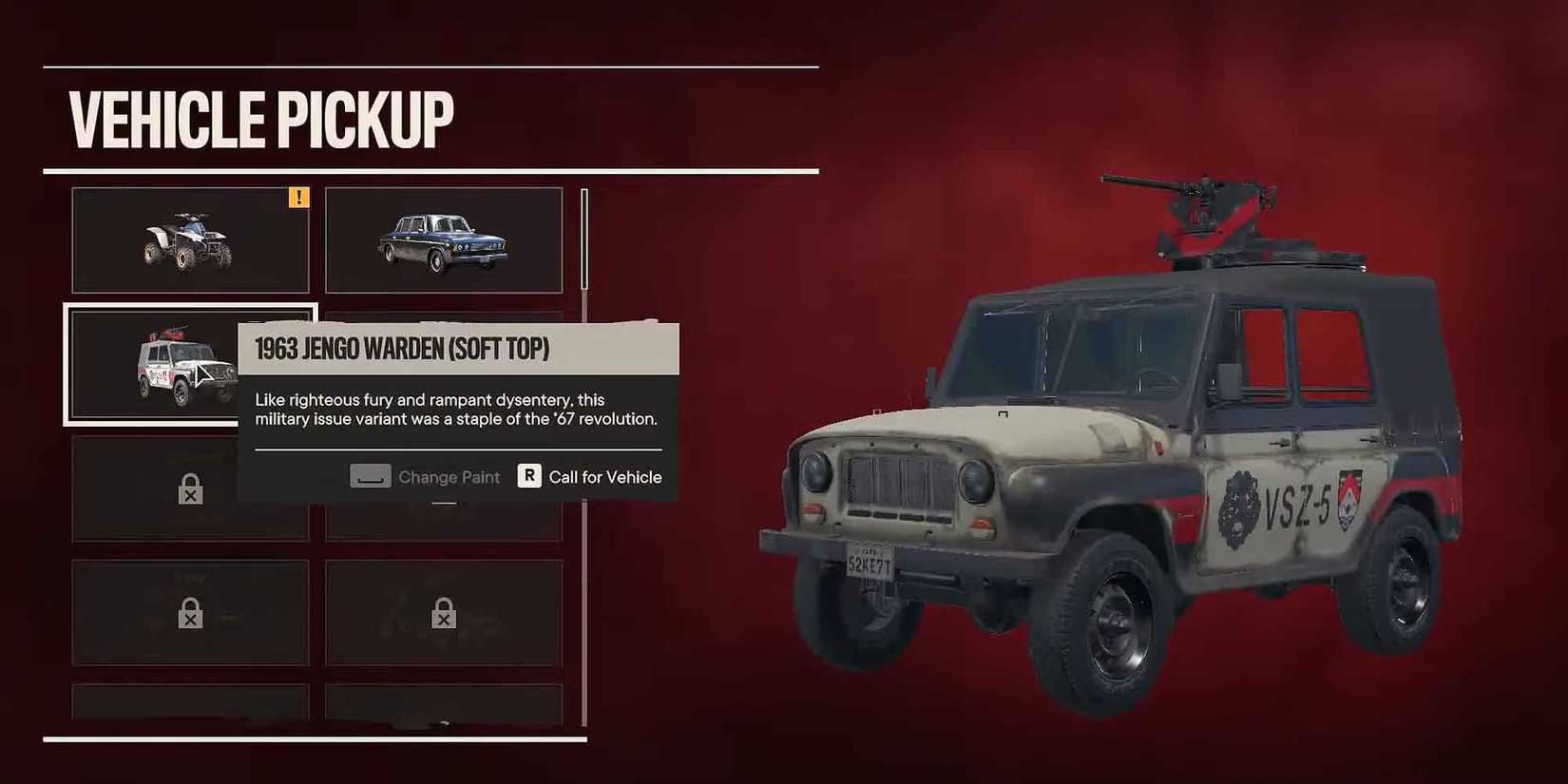 The sturdy Jengo Warden off-road vehicle in Far Cry 6