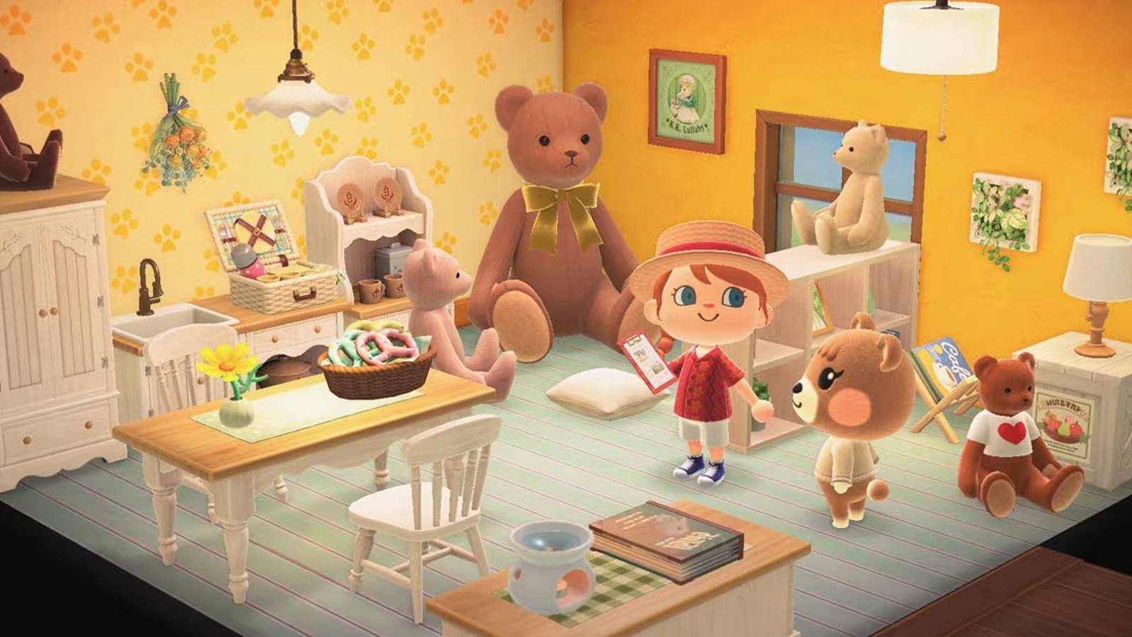 animal crossing new horizons house interior with bear villager