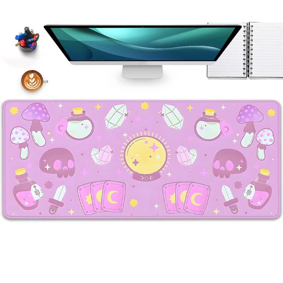 Kawaii Purple Witchy Desk Mat