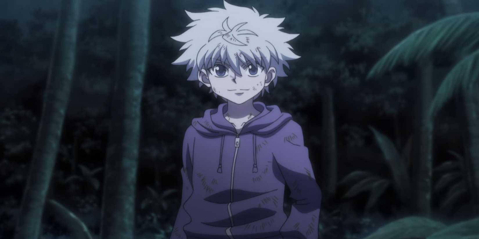 Killua after removing Illumi's needle in Hunter x Hunter