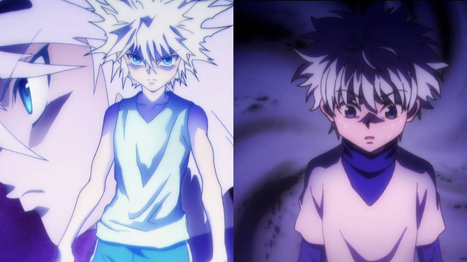 Killua using Godspeed and Killua being manipulated by Illumi Zoldyck in Hunter x Hunter