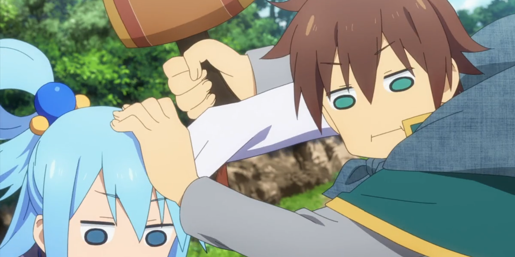 KonoSuba S3 E1 Kazuma and Aqua fight over the Mallet