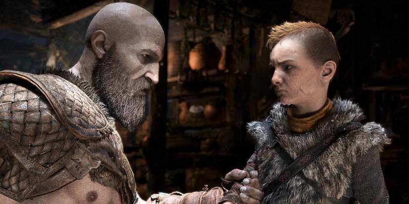 Kratos talking to Atreus