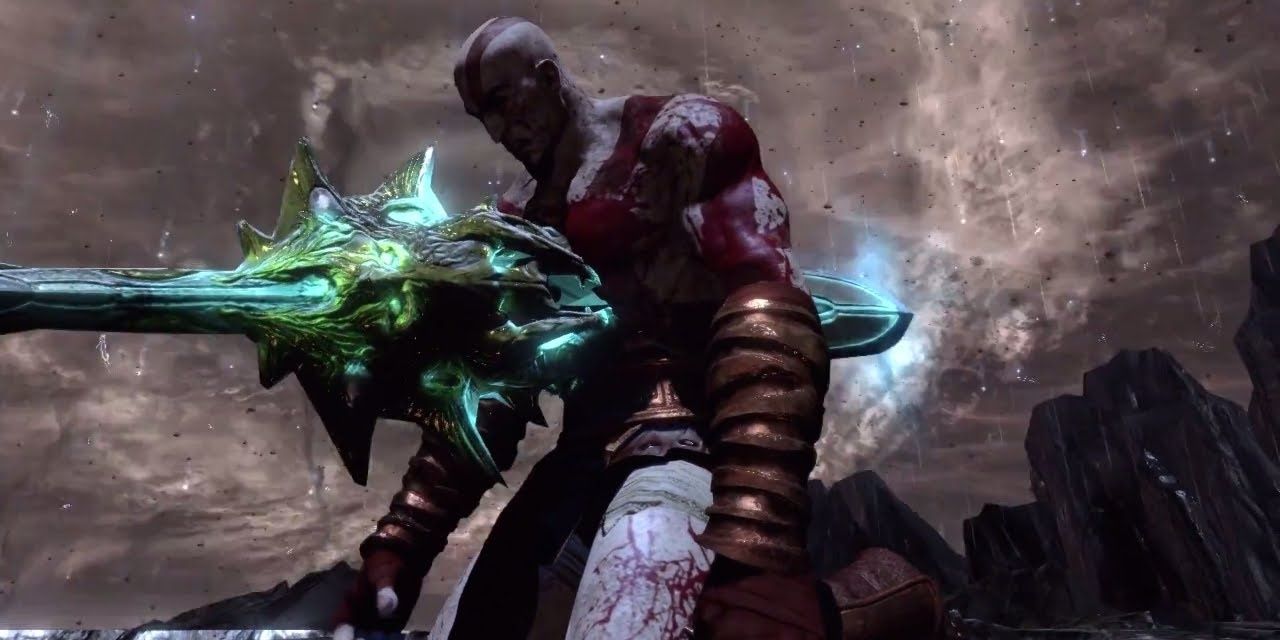 Kratos stabs himself in God of War 3