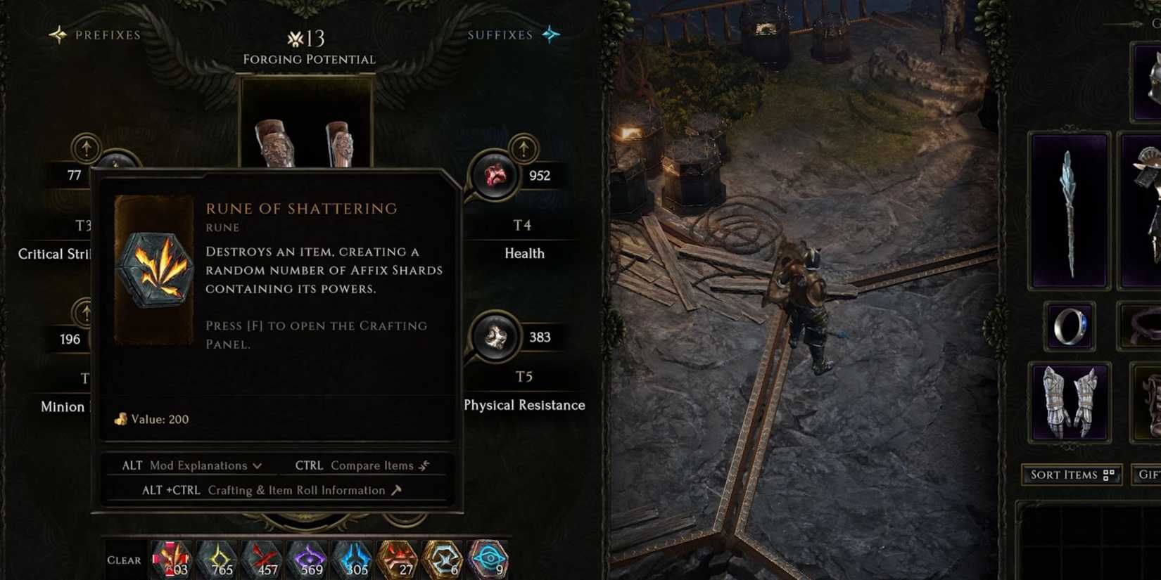 Rune of Shattering at the Forge Screen in Last Epoch