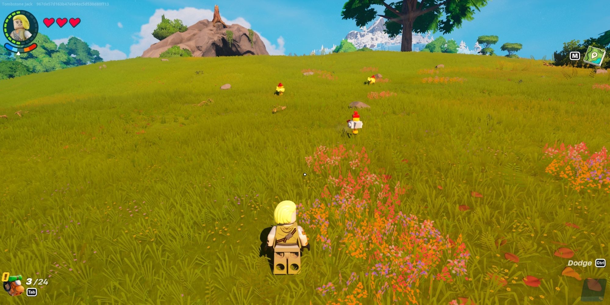 LEGO Fortnite player character finding Chickens
