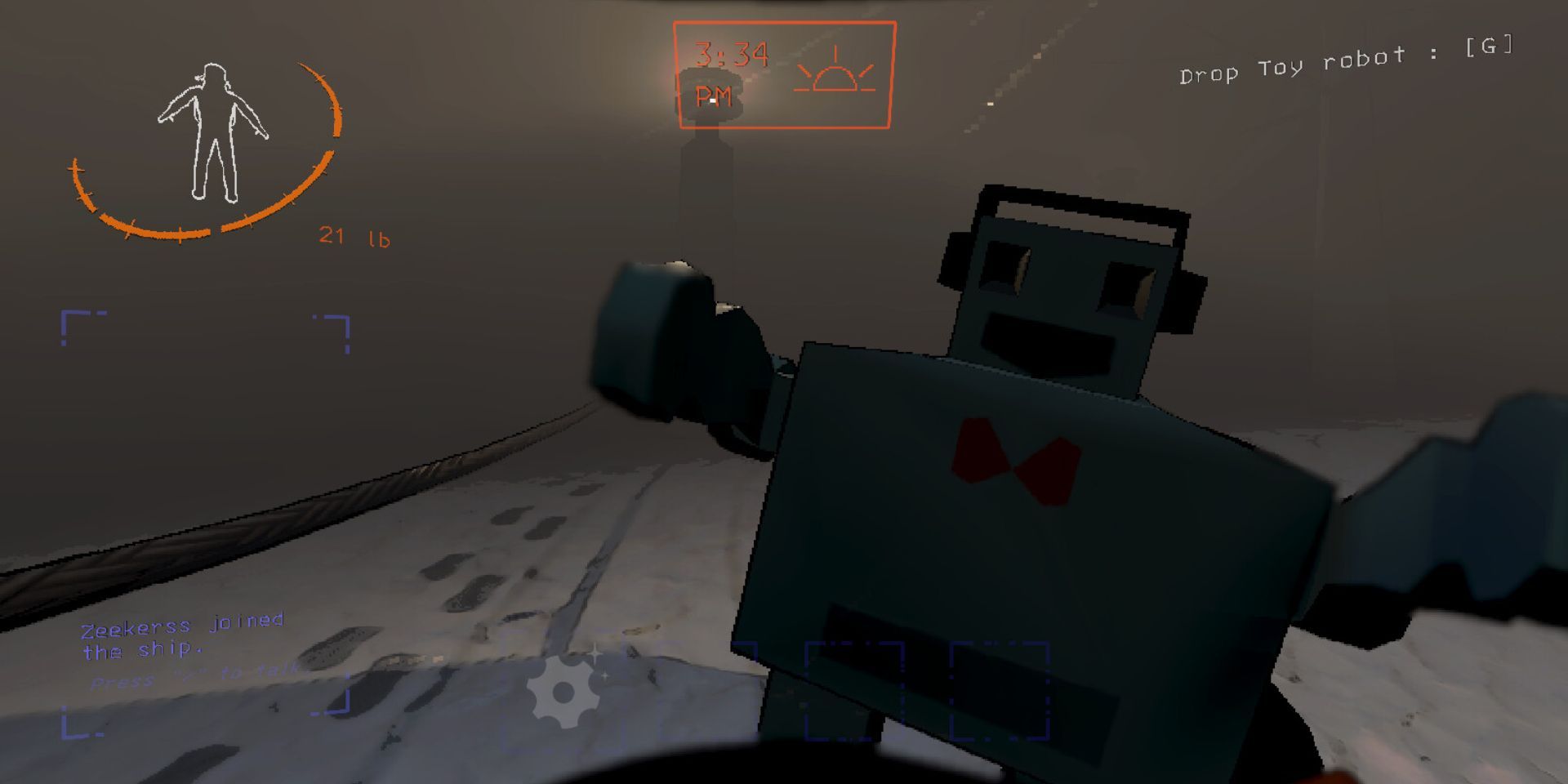 The player carries a toy robot in Lethal Company