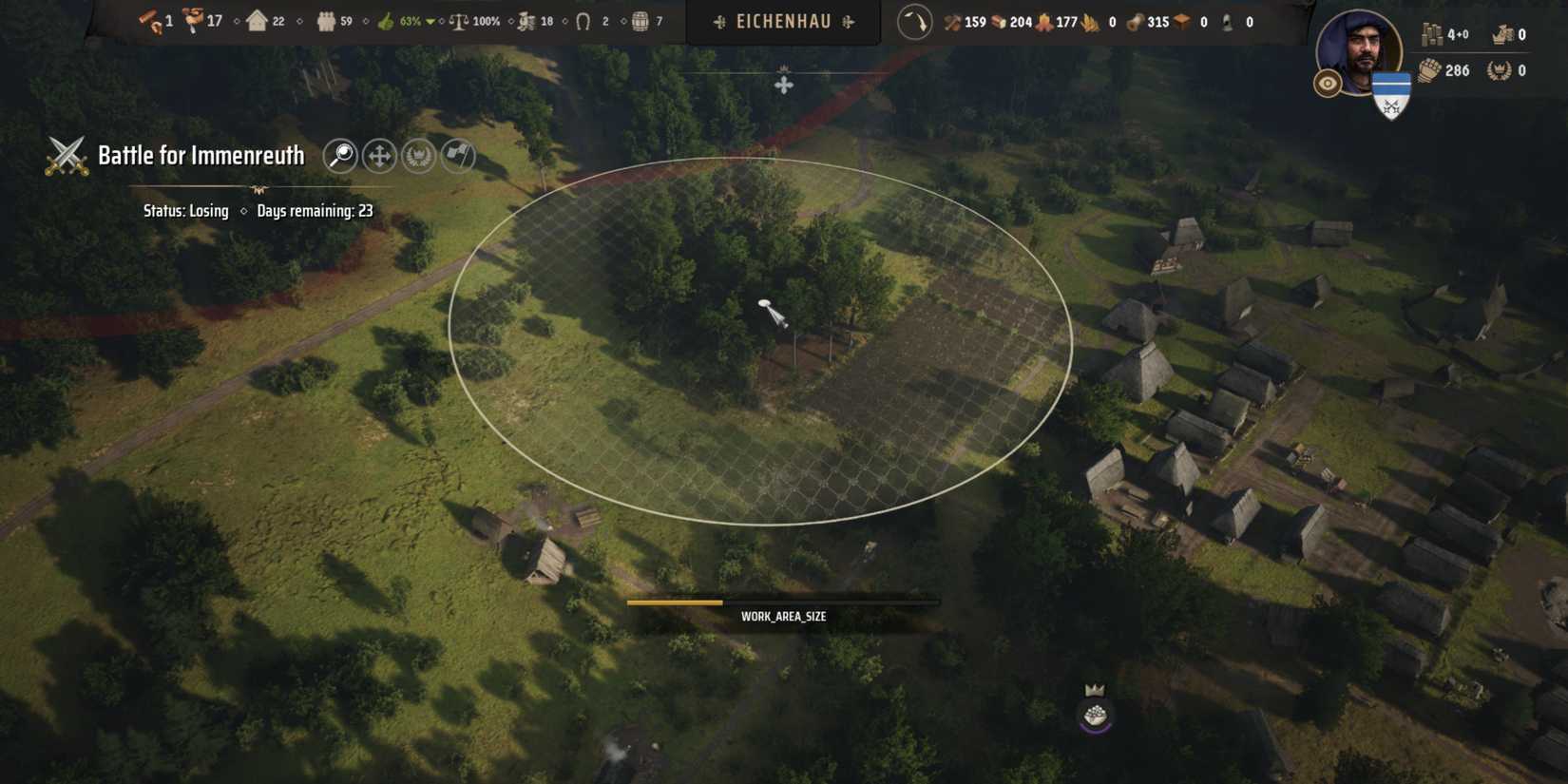 limiting workers to cut trees in a small area in manor lords