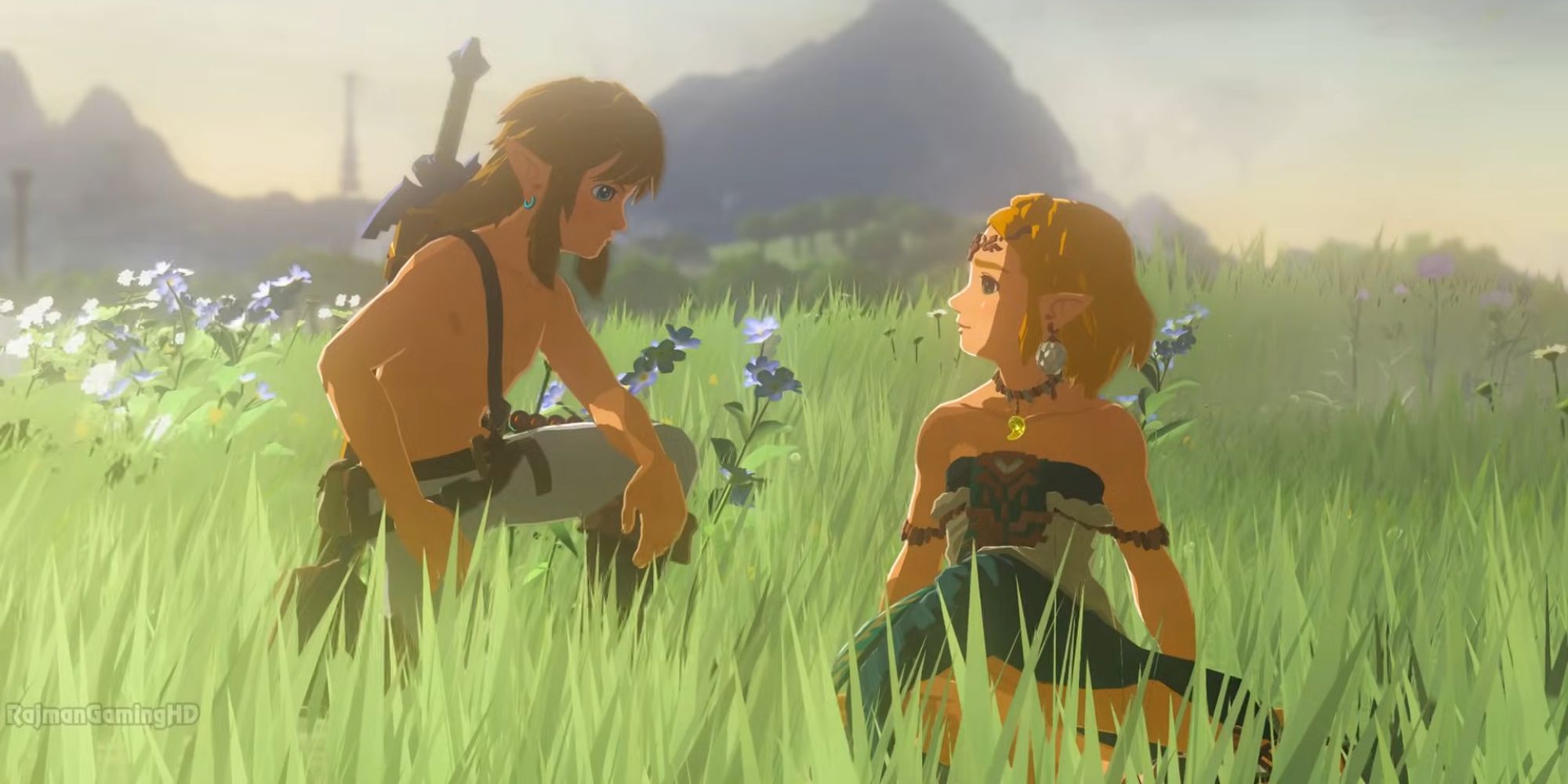 Link and Zelda meet again at the end of the game.