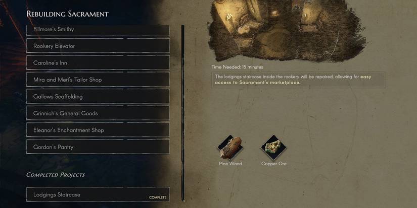 building projects in no rest for the wicked