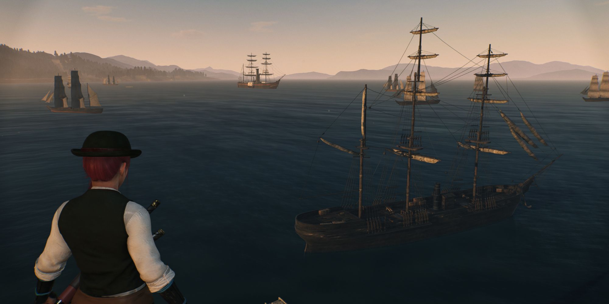 Looking at ships in the harbor in Rise of the Ronin
