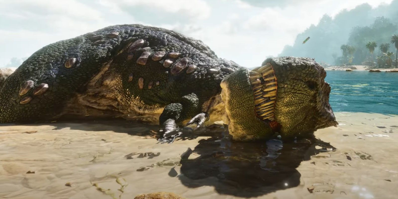 The Ark: Survival Ascended character found a low level T-rex to help with the mutations of the undesirable stats.