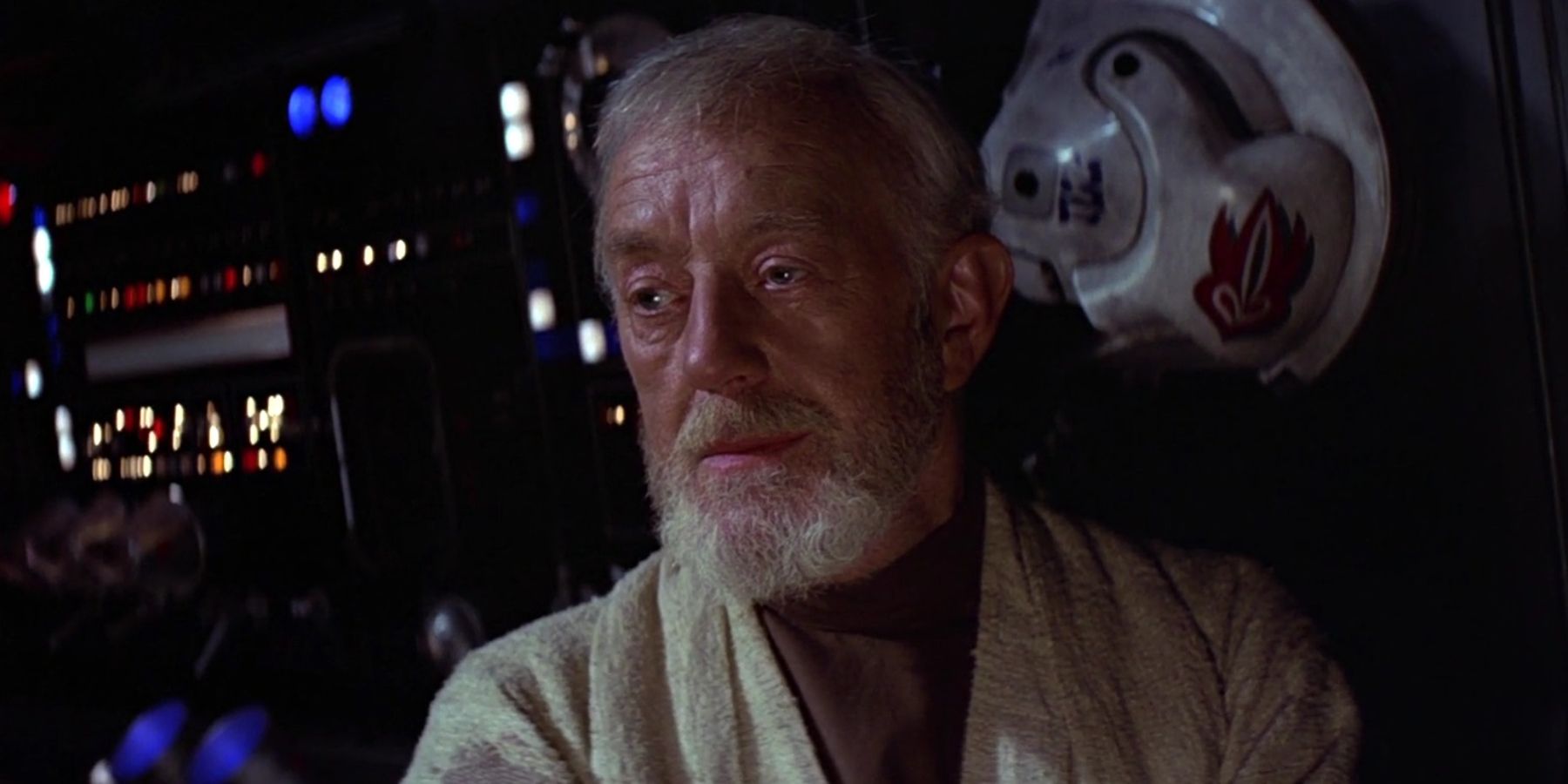 Obi-Wan smiling in Star Wars: A New Hope
