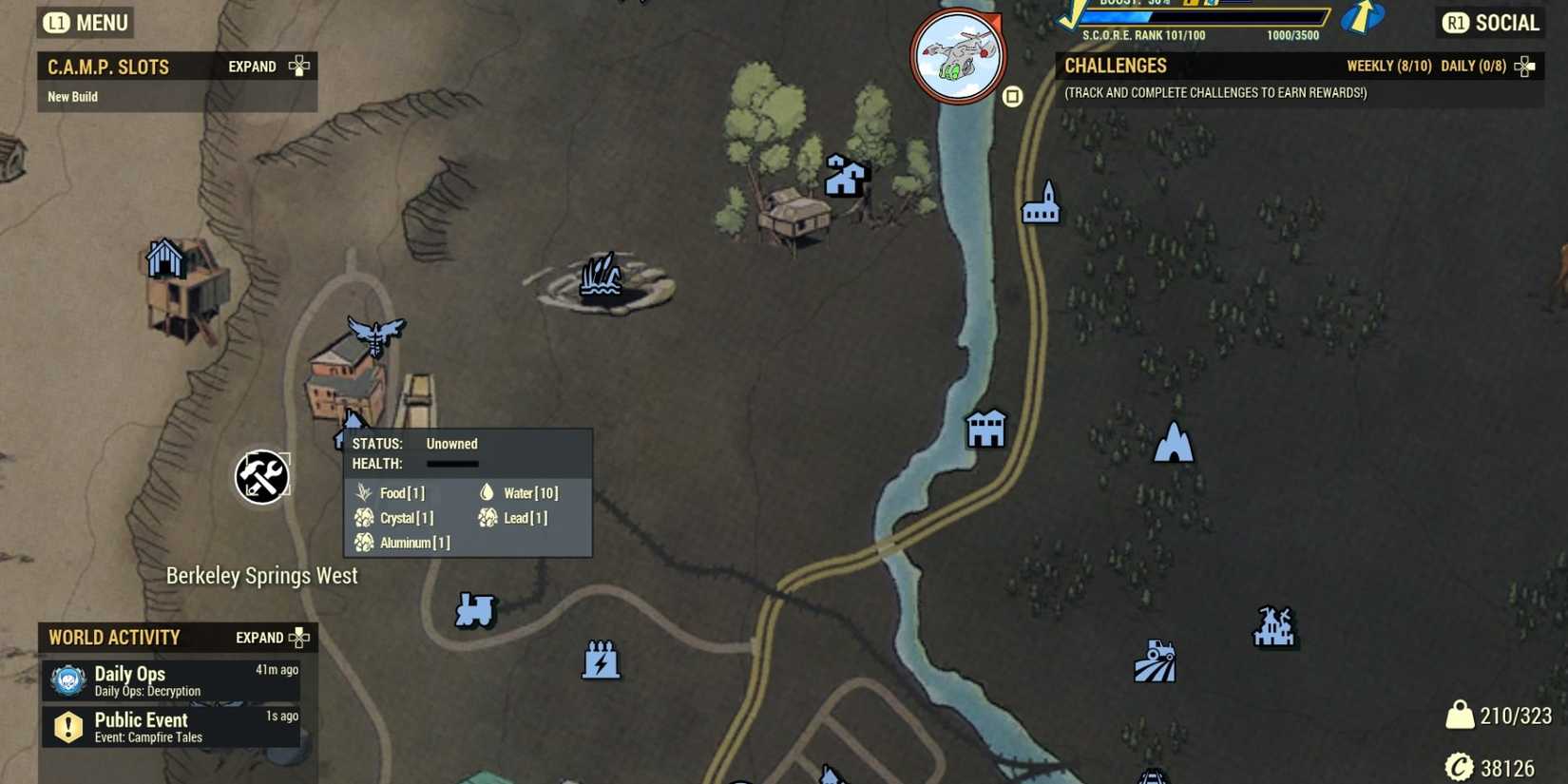 Map View Of A Workshop in Fallout 76