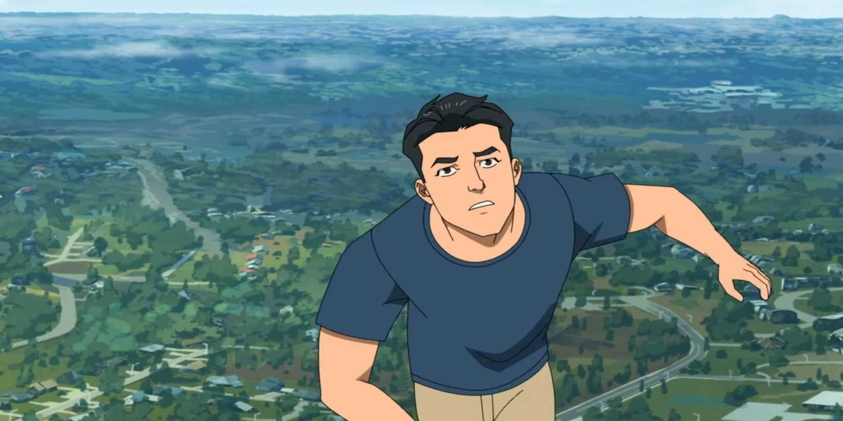 Mark Grayson flying in Invincible