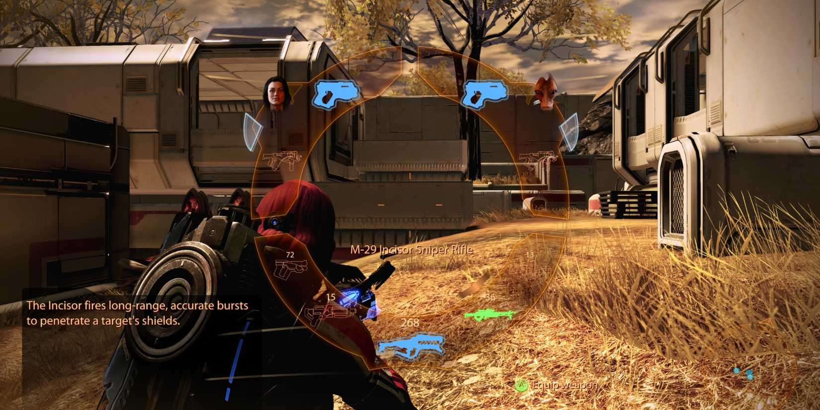 opening the weapon wheel in mass effect