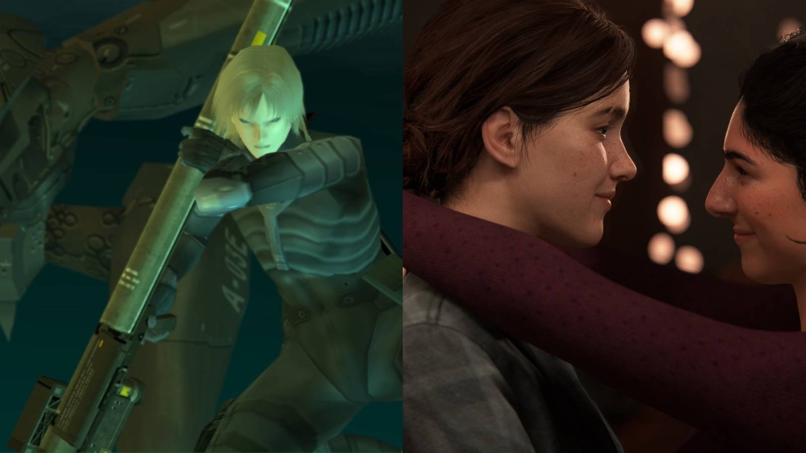 Raiden from MGS2 on the left, Dina and Ellie on the right