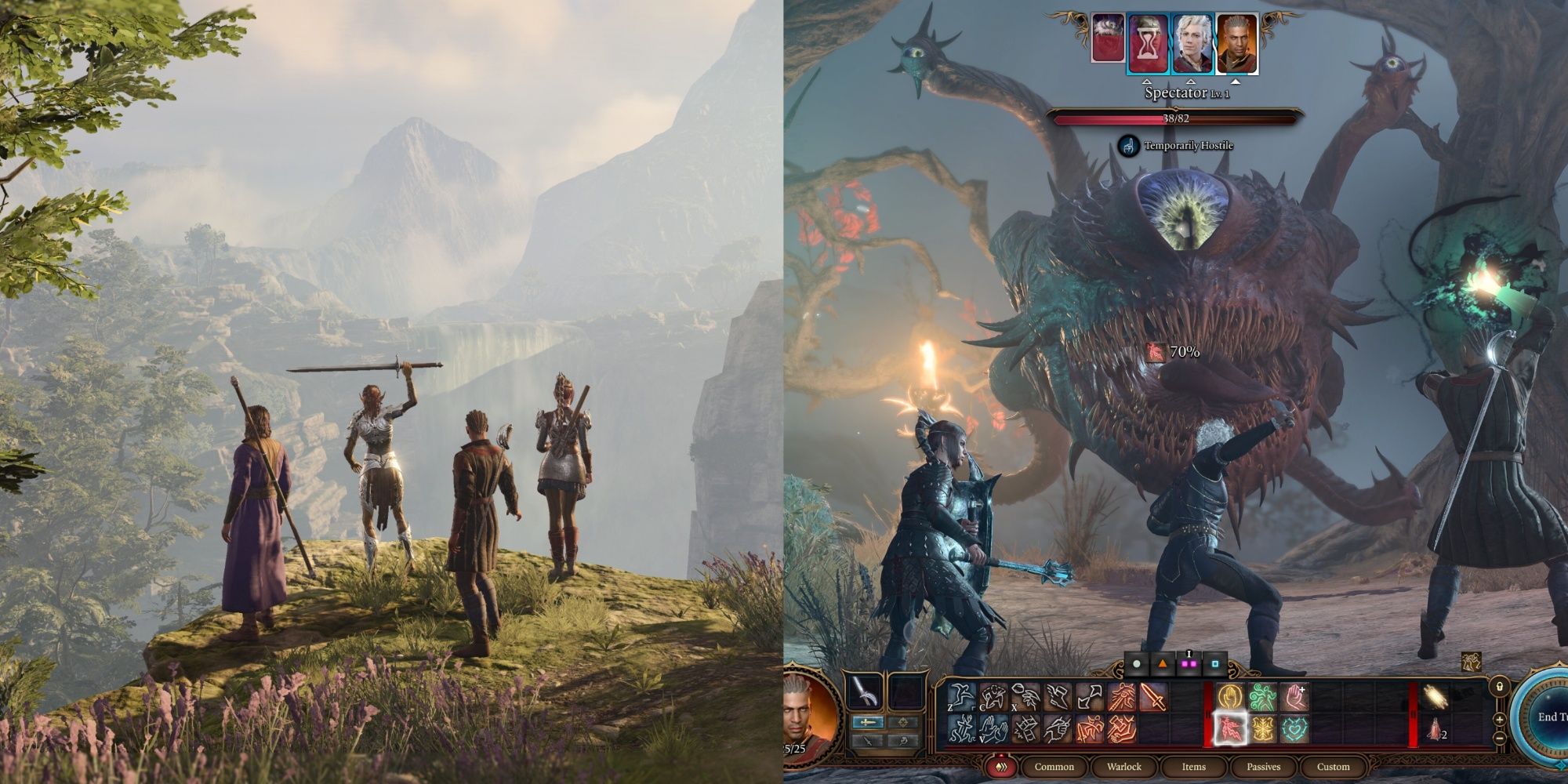 Baldur's gate 3 featured image group overlooking valley and fighting monster
