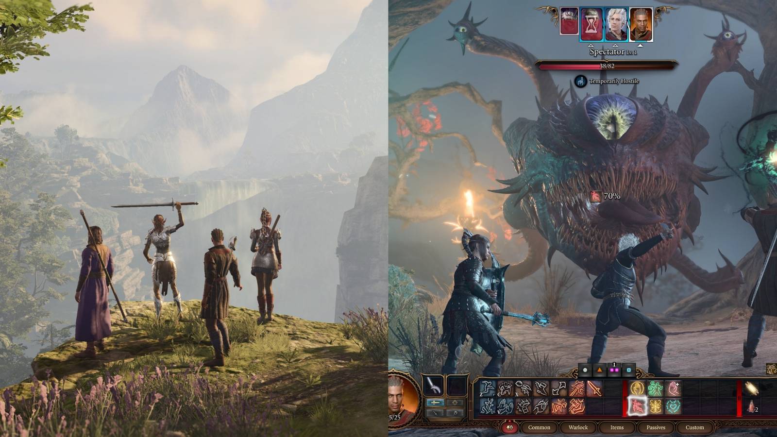 Baldur's gate 3 featured image group overlooking valley and fighting monster
