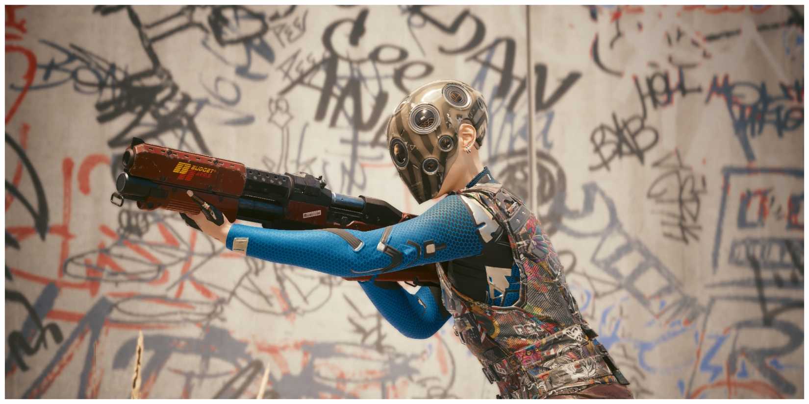 V holding the carnage shotgun