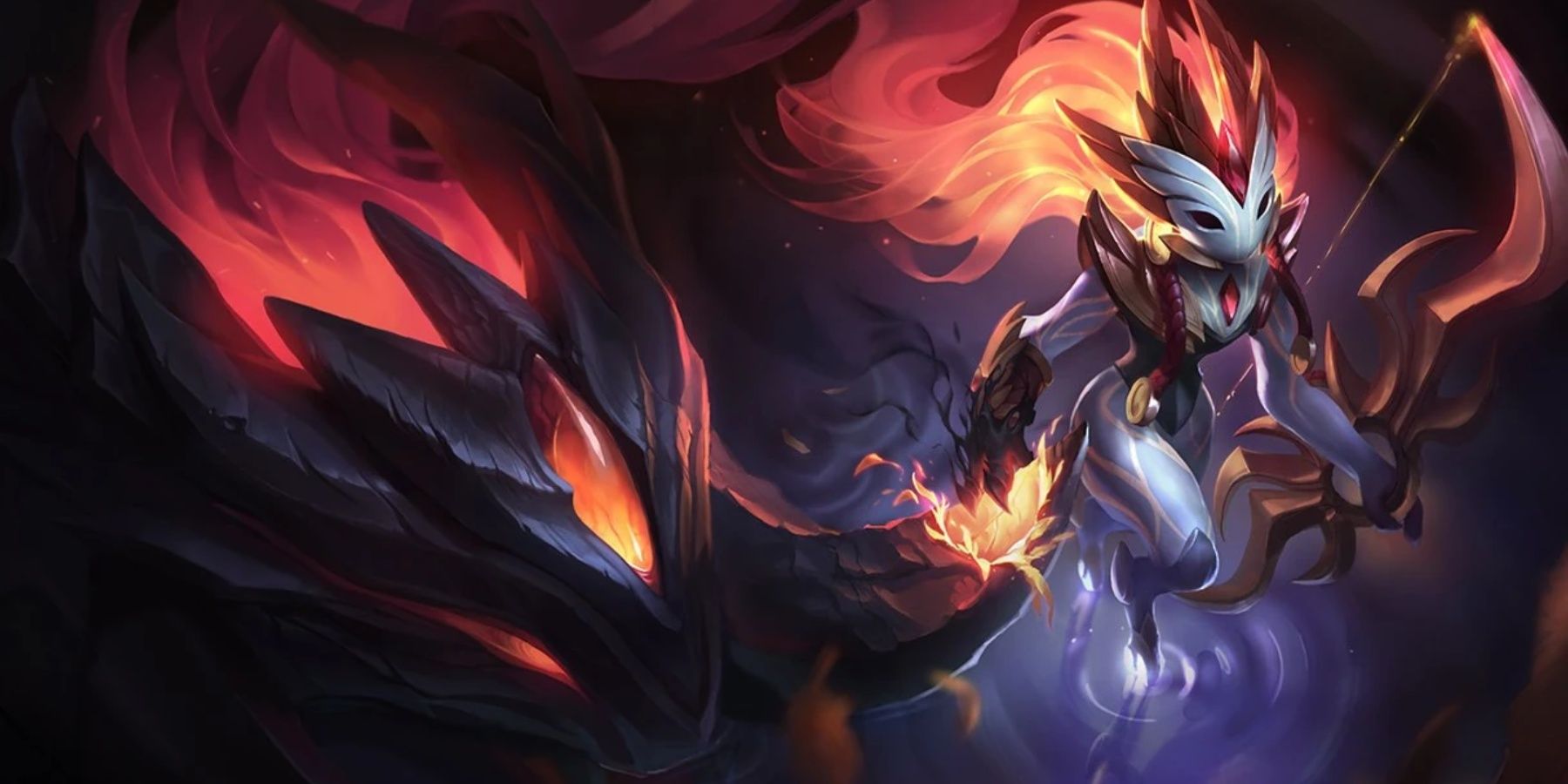 League of Legends Shadowfire Kindred splash art