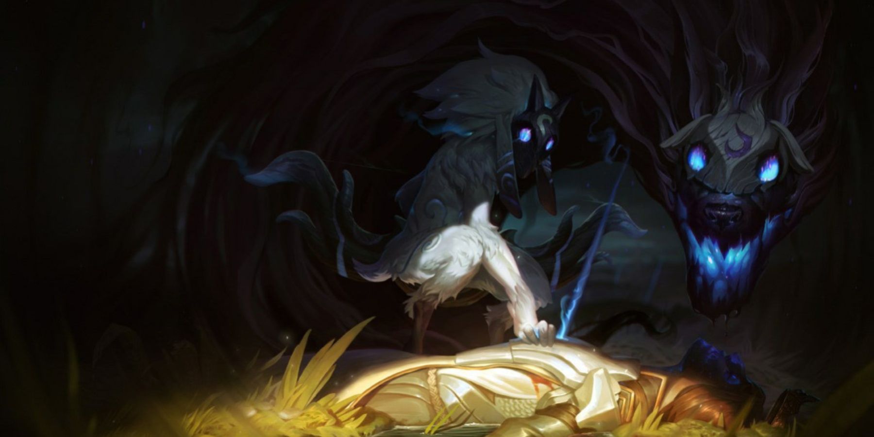 Kindred Retrieving A Soul in their League of Legends splash art