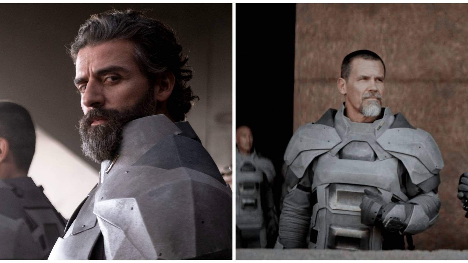 Split image showing Leto and Gurney in Dune (2021).