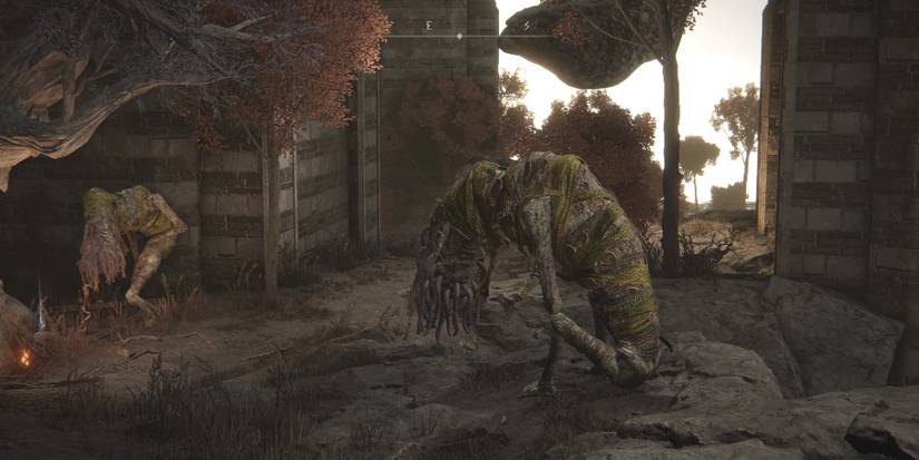 Wormface sitting in crumbling faram azusa in Elden Ring