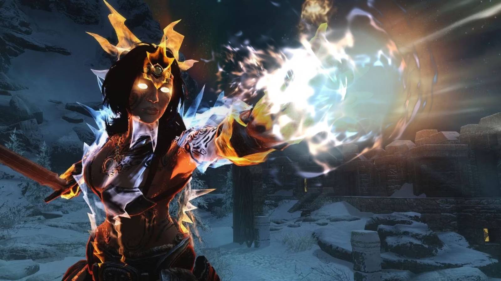 Dragonborn using Dragon Aspect shout in The Elder Scrolls V: Skyrim