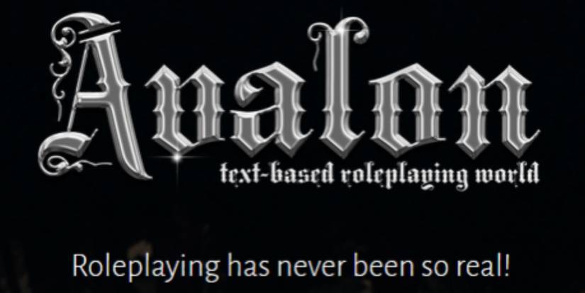 Avalon: The Legend Lives title screen text-based  Best Persistent World Games Ranked