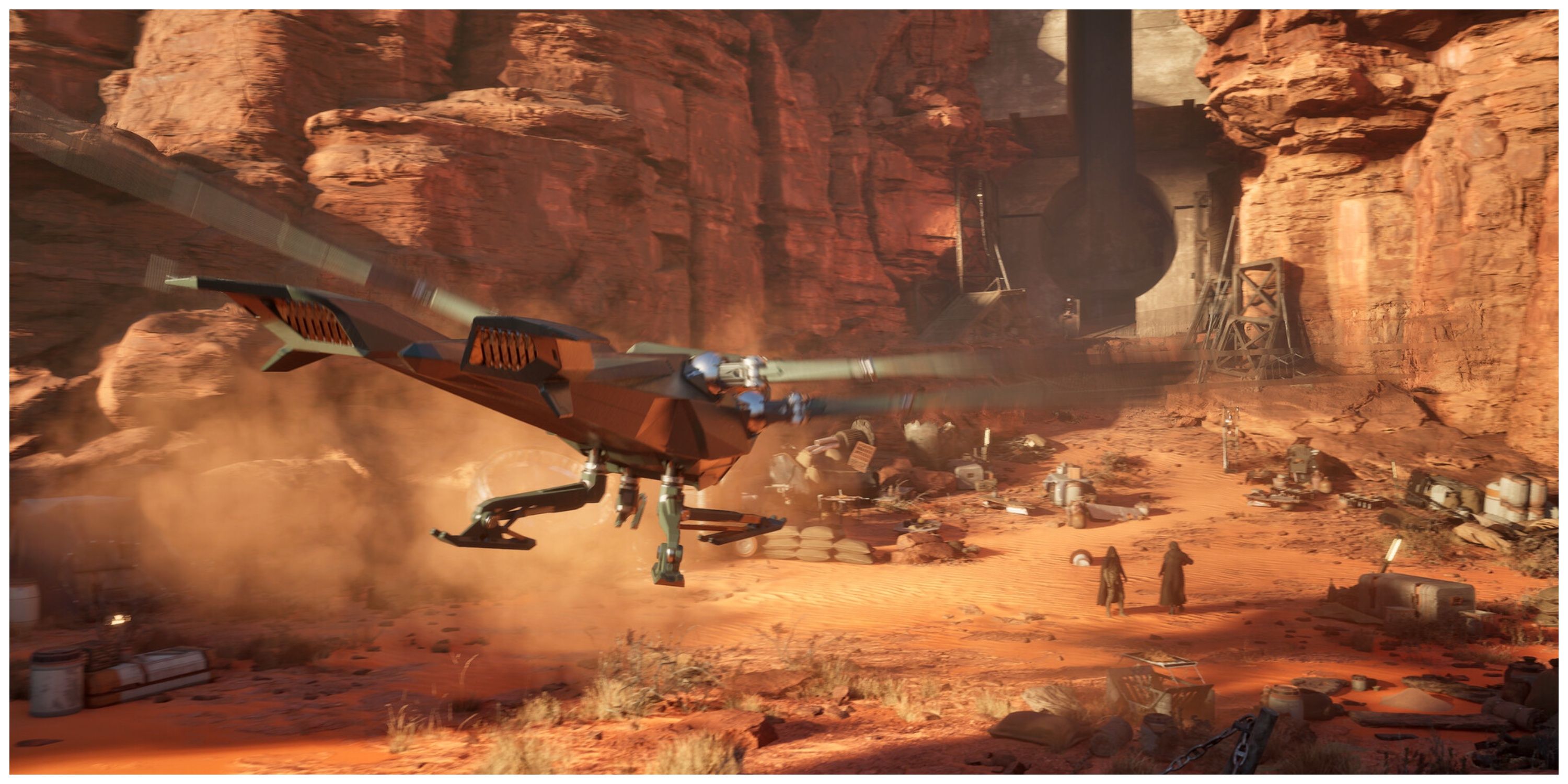 Dune: Awakening - Steam Store Page Screenshot (Ornithopter landing)