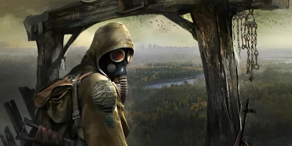 Best Survival Game From Every Year of the 2000s Stalker man with gas mask overlooking a large landscape