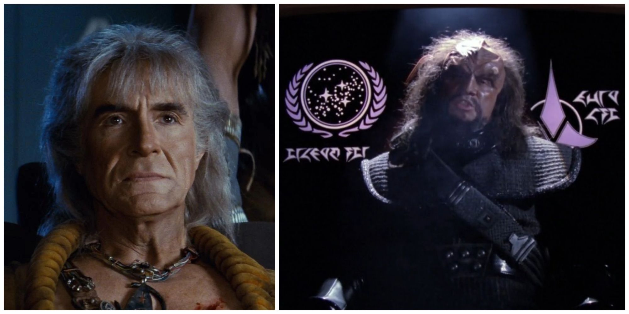 Split image showing two notable Star Trek Retcons: Khan and the Eugenics War, and the Klingons.