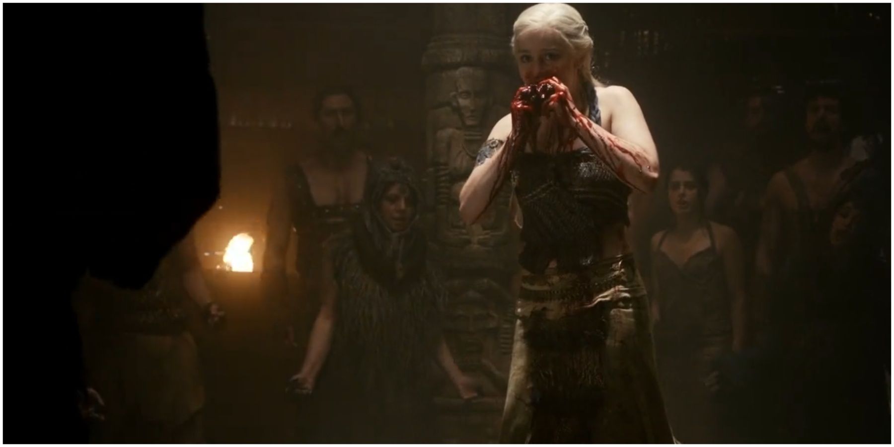 Daenerys eats a Stallion's heart during her pregnancy in Game of Thrones.